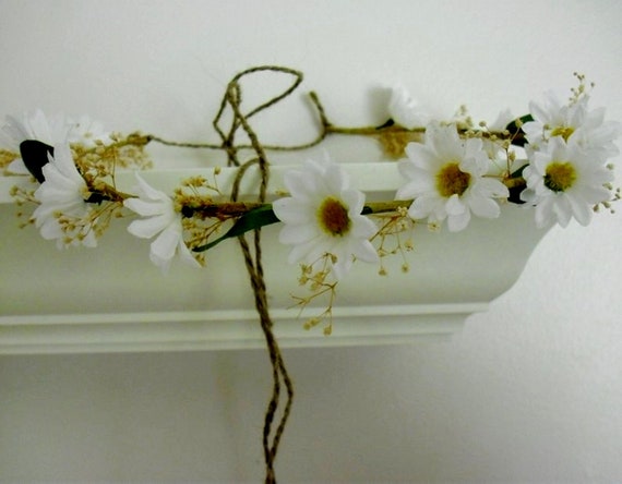 Hippie Bridal Wedding Hair Wreath Accessories Daisy Halo Dried Etsy
