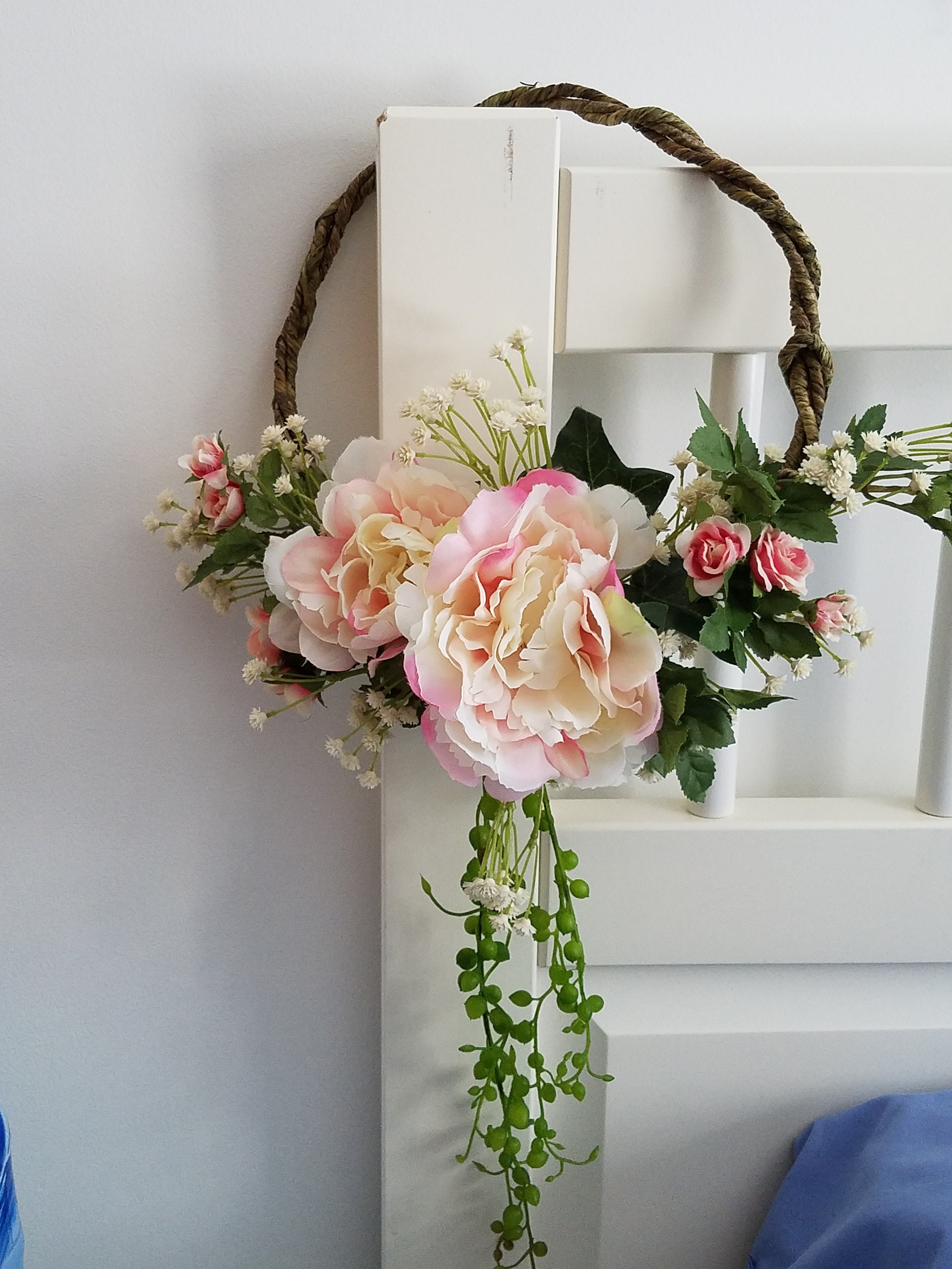 Summer Flower Wreath Minimalist hoop Wreath Nursery Wall Decor Wreaths