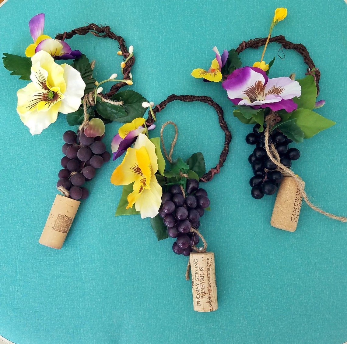 3 Wine Bottle Toppers Spring Bridal Shower Centerpieces Pansy Etsy