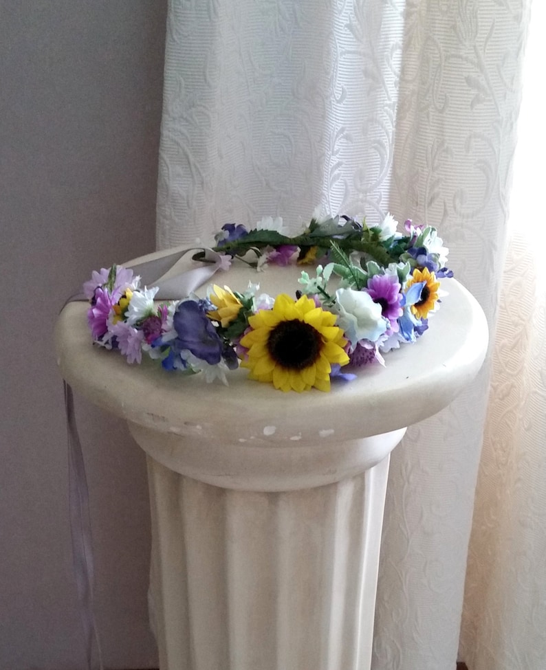 Cornflower blue hair wreath Set of 2 Bridal flower crown set Etsy