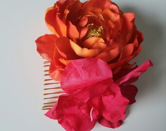 Cinco de Mayo orange hair comb Mexican wedding accessories bridal baby shower headpiece Quinceanera fiesta party