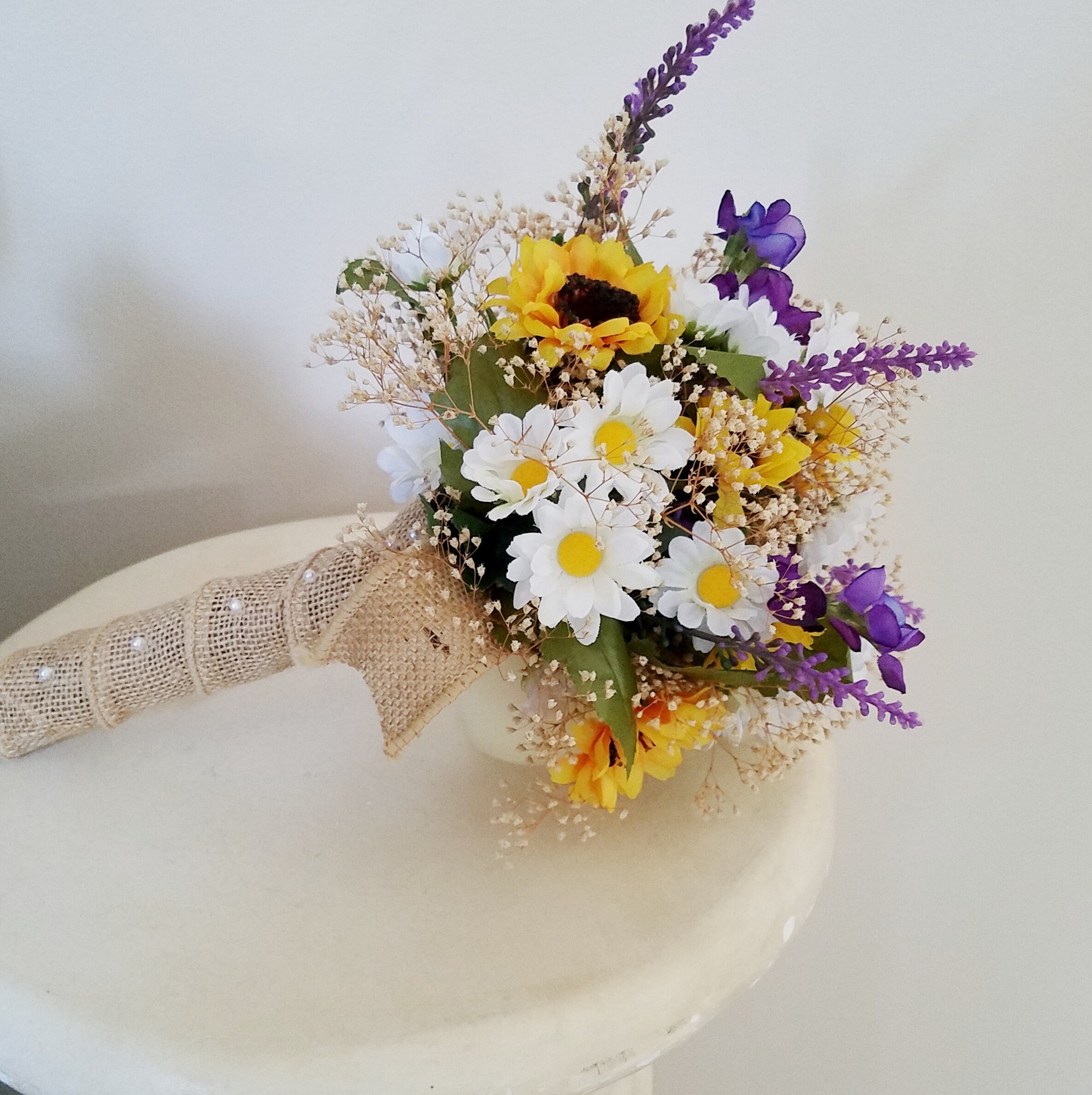 Sunflower Bouquet Purple Elopement Wedding Flowers Summer