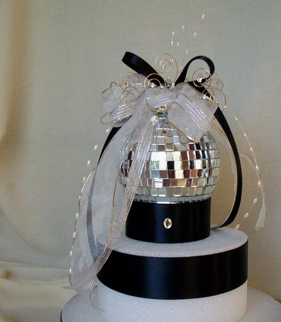 Wedding Cake Topper Mirror Ball Decoration Silver Birthday Etsy