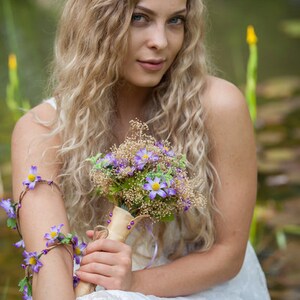 Lavender Flower crown elope Boho halo spring fashion headpiece bride hair Wreath vow renewal Babys Breath spring fairy accessories bridal image 5