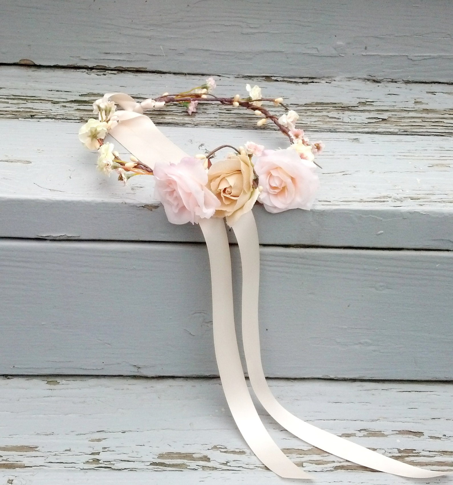 Silk Flower Crown Baby Photo Prop Rustic Chic Blush Flower Etsy