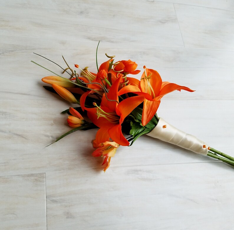 Destination Wedding Flowers Orange Tiger Lily Bouquet Made in Etsy