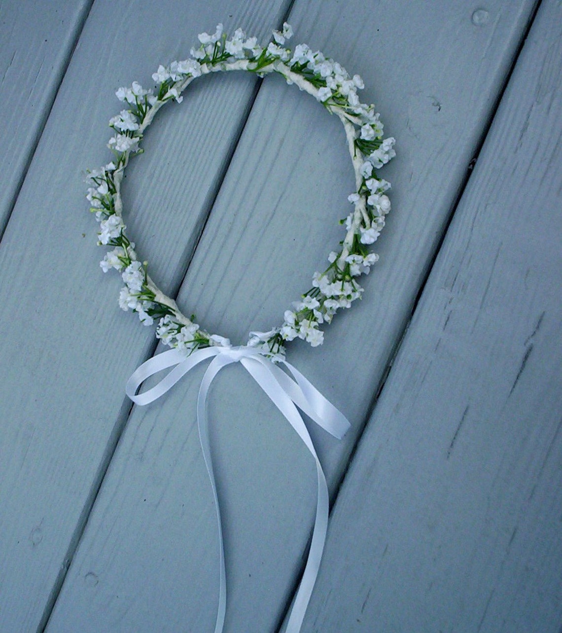 Baby Photo Prop Floral Headband White Silk Babys Breath Etsy