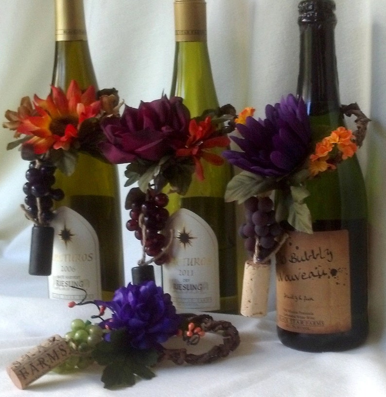 4 Wine Bottle Toppers Bridal Baby Shower Centerpieces Made In Etsy