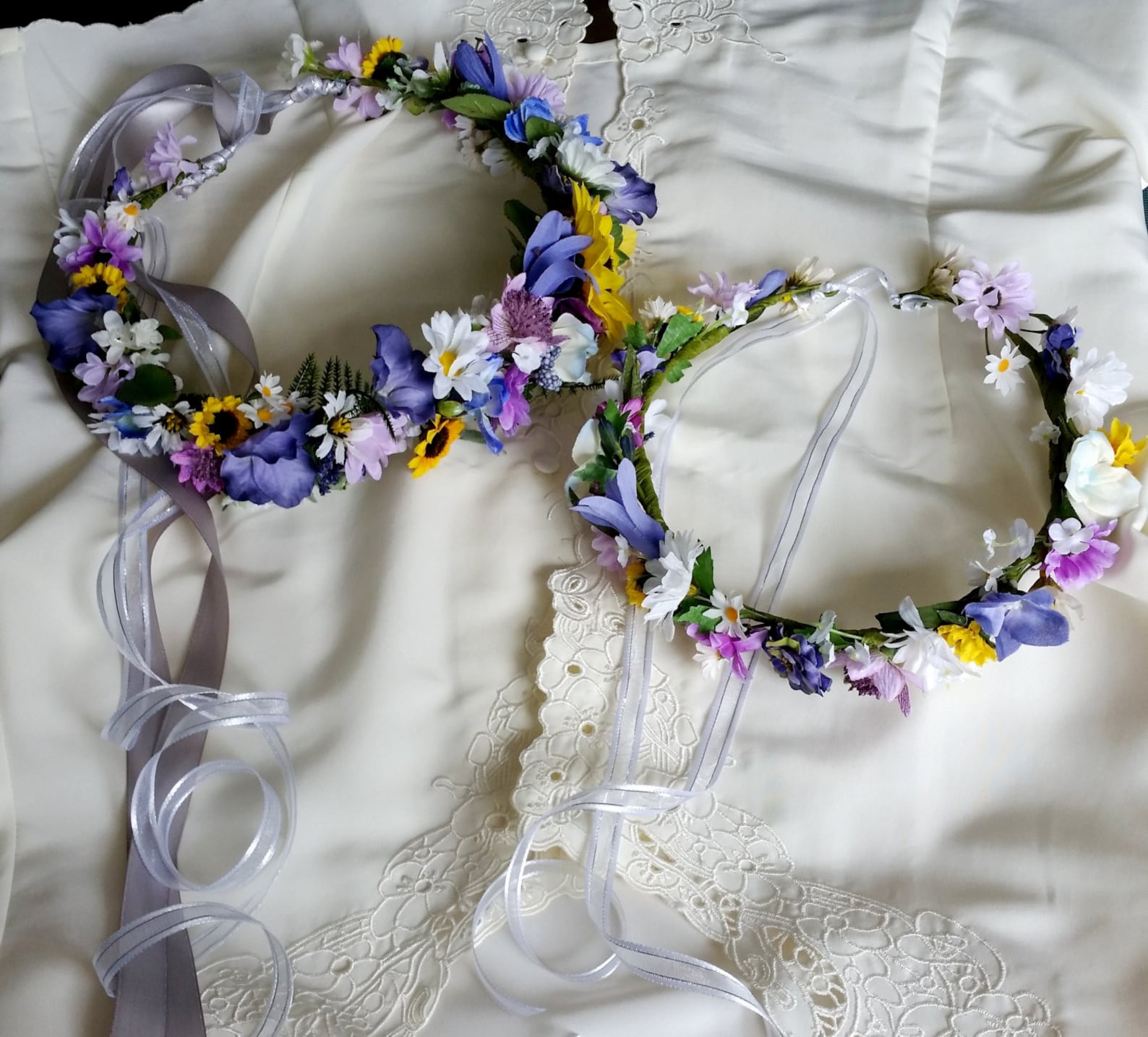 Cornflower blue hair wreath Set of 2 Bridal flower crown set Etsy