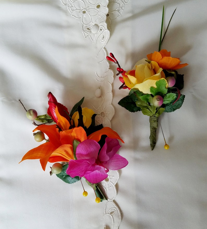Tropical bridal bouquets boutonnieres bird of paradise orange Etsy