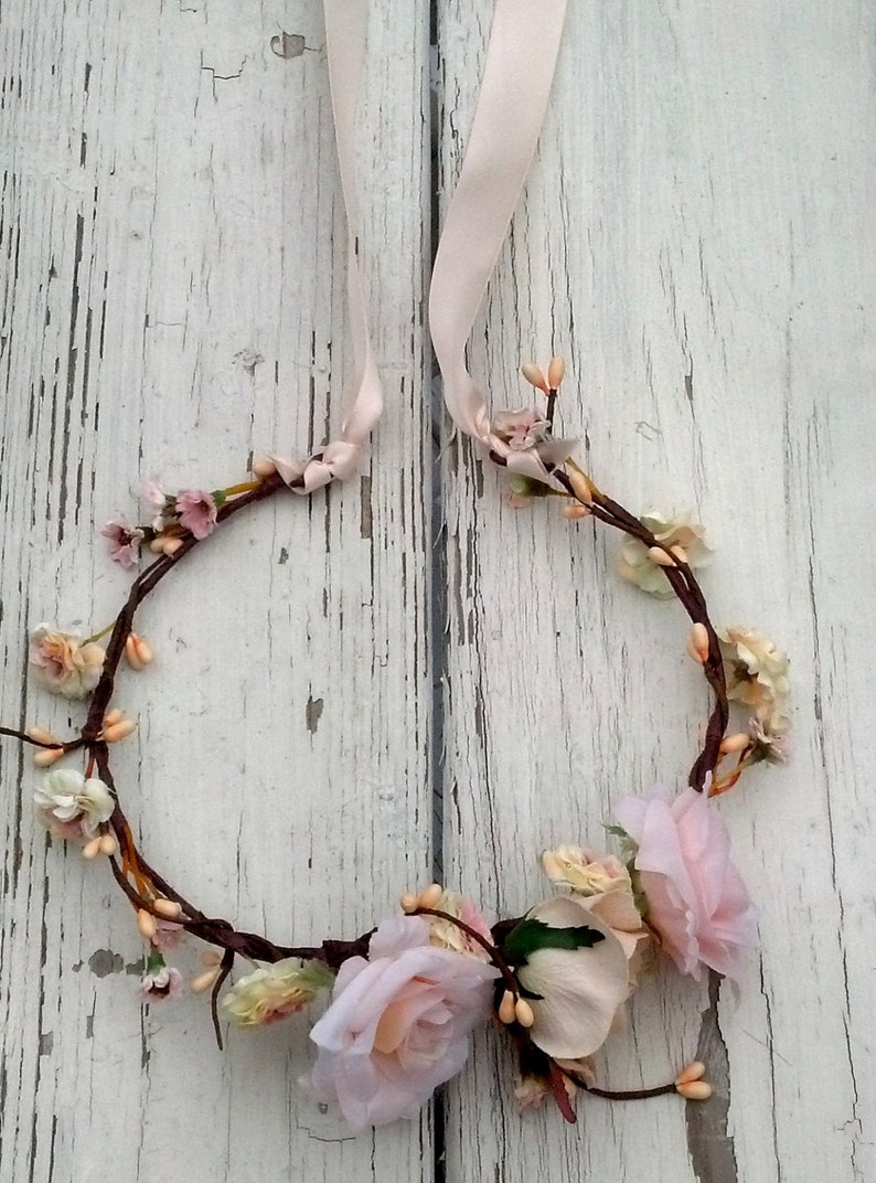 Silk Flower Crown Baby Photo Prop Rustic Chic Blush Flower Etsy