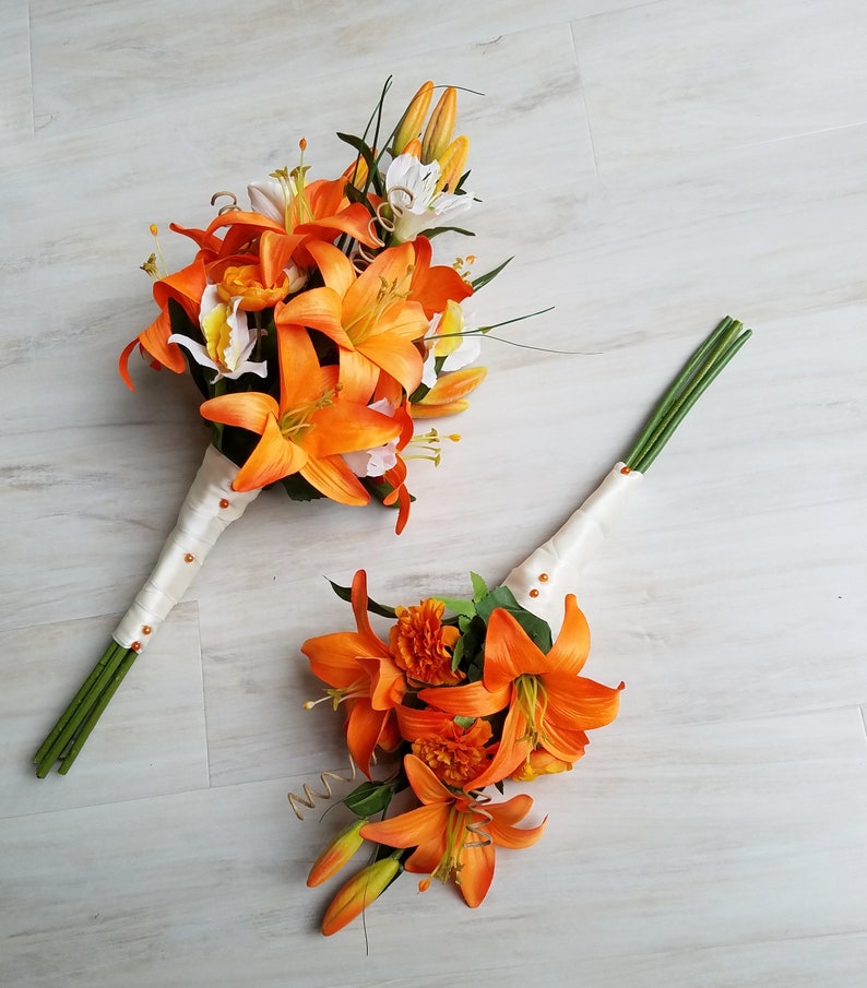 Destination Wedding Flowers Orange Tiger Lily Bouquet Made in Etsy