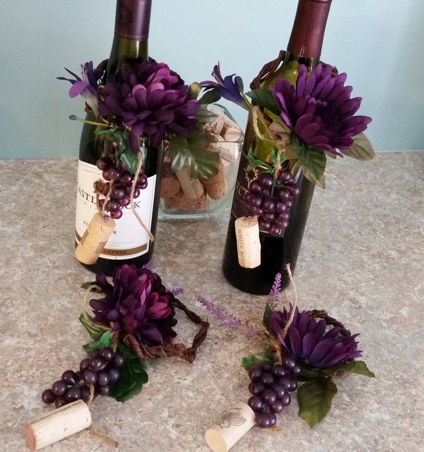 Wine Bar Kitchen Decor grape corks wine bottle toppers Etsy