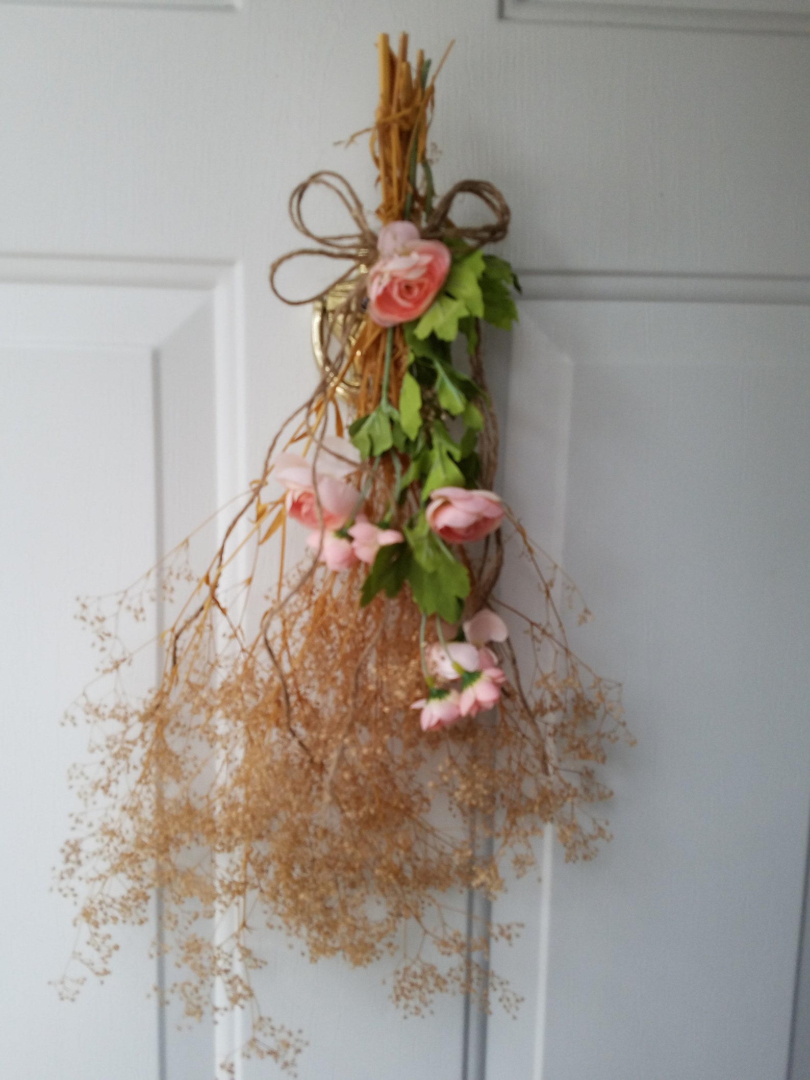 Bohemian Home Decor Dried Flower Swag Peach Farmhouse Wreath | Etsy