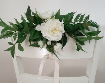 Custom easel silk floral arrangement wedding flowers rehearsal 2 piece bridal shower sign decoration greenery swag accessories event white