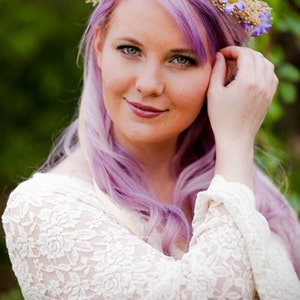 Lavender Flower crown elope Boho halo spring fashion headpiece bride hair Wreath vow renewal Babys Breath spring fairy accessories bridal image 4