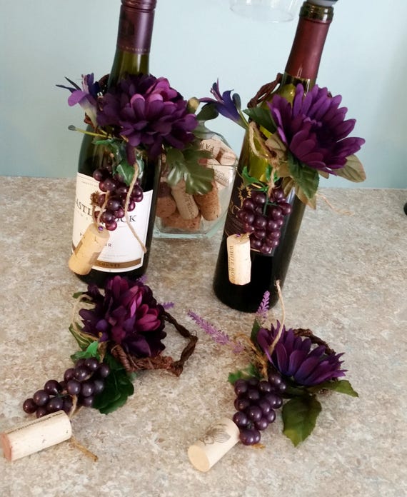 Wine Bar Kitchen Decor Grape Corks Wine Bottle Toppers Etsy