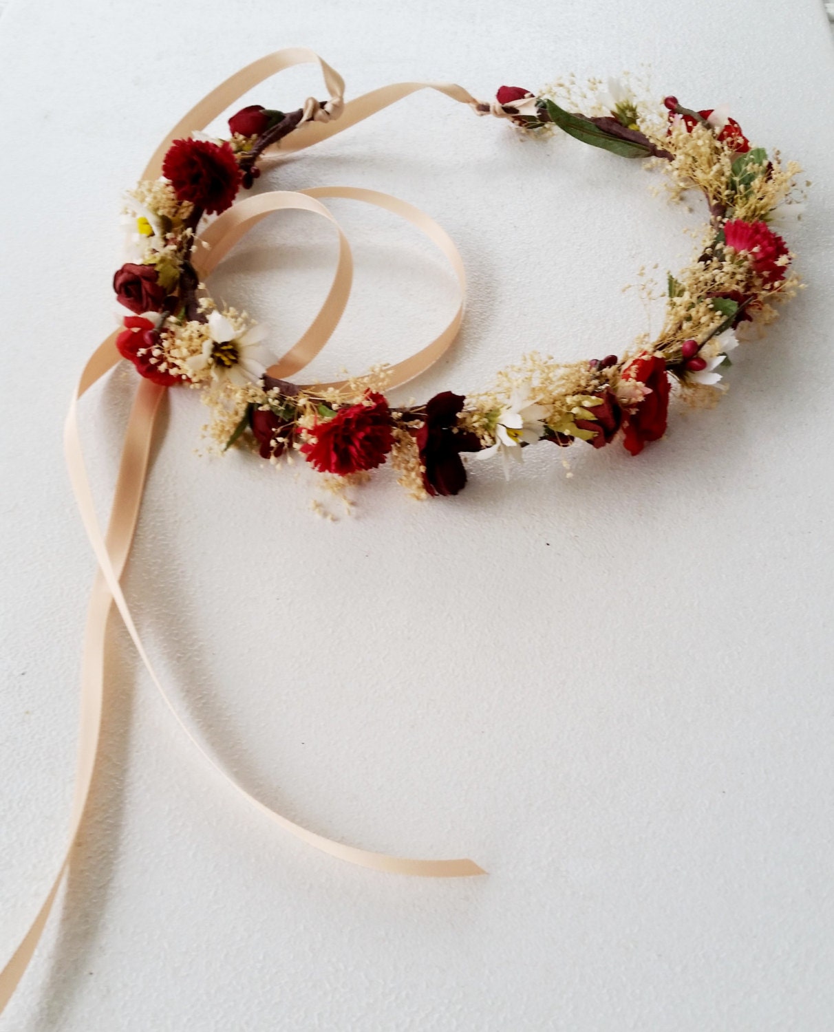 Burgundy red Wedding Hair accessories Flower Crown Wine Etsy