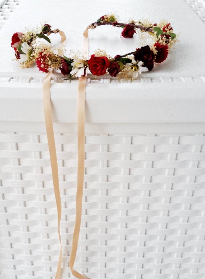 Burgundy red Wedding Hair accessories Flower Crown Wine Etsy