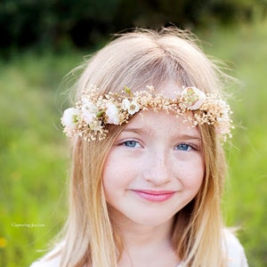 Set of 2 halos Dried Flower Crowns Mommy Me photo shoot summer hair wreath blush babys breath Mother Daughter Wedding Bridal Accessories image 4