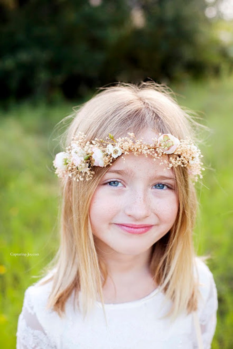 Set of 2 halos Dried Flower Crowns Mommy Me photo shoot summer hair wreath blush babys breath Mother Daughter Wedding Bridal Accessories image 4