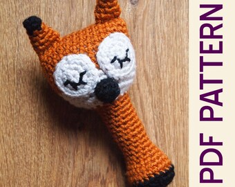 Amigurumi Crochet Sleepy Sly Fox Woodland Baby Rattle Pdf Pattern