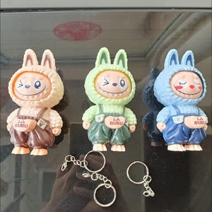 Mini Labubu Keychain Keyring with Metal Tag, 13 Variations, Labubu Inspired Keychain, Kawaii Cute Labubu, Various Colors, Hand Made Gifts