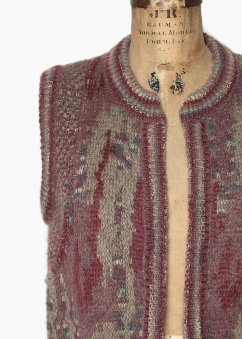 Vintage 70s MISSONI Mohair Blend Vest 1970s Neutral Sweater Knit Cropped Vest