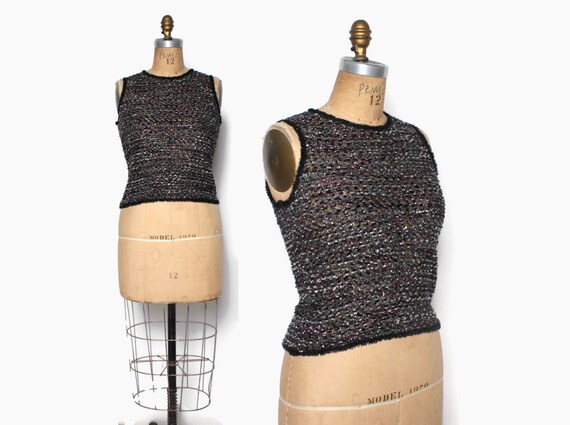 Vintage 80s MISSONI Metallic Knit Tank / 1980s Tex