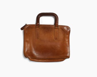 Vintage 70s COACH Purse / 1970s New York City Gray Leather Slim Satchel Briefcase Bag