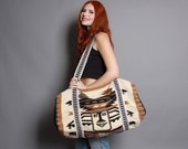 80s DUFFLE BAG / Huge Tribal Blanket ETHNIC Weekender