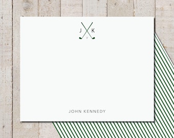 Personalized Golf Stationery Set | Initial Note Cards