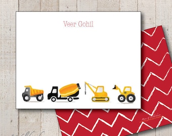 Personalized Construction Truck Thank You Cards, Kids Stationery