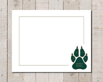 Personalized Wolf Paw Stationery | Custom Note Cards