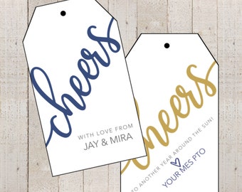 Cheers Gift Tag // Wine Tag // Personalized Tag // Party Favor Tag