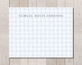 Gingham Stationery // Boys Stationary // Baby Boy Stationery // Birthday Thank You // Cars Vehicle Stationery