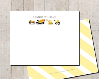 Car Stationery // Boys Stationary // Baby Boy Stationery // Birthday Thank You // Construction Vehicle Stationery