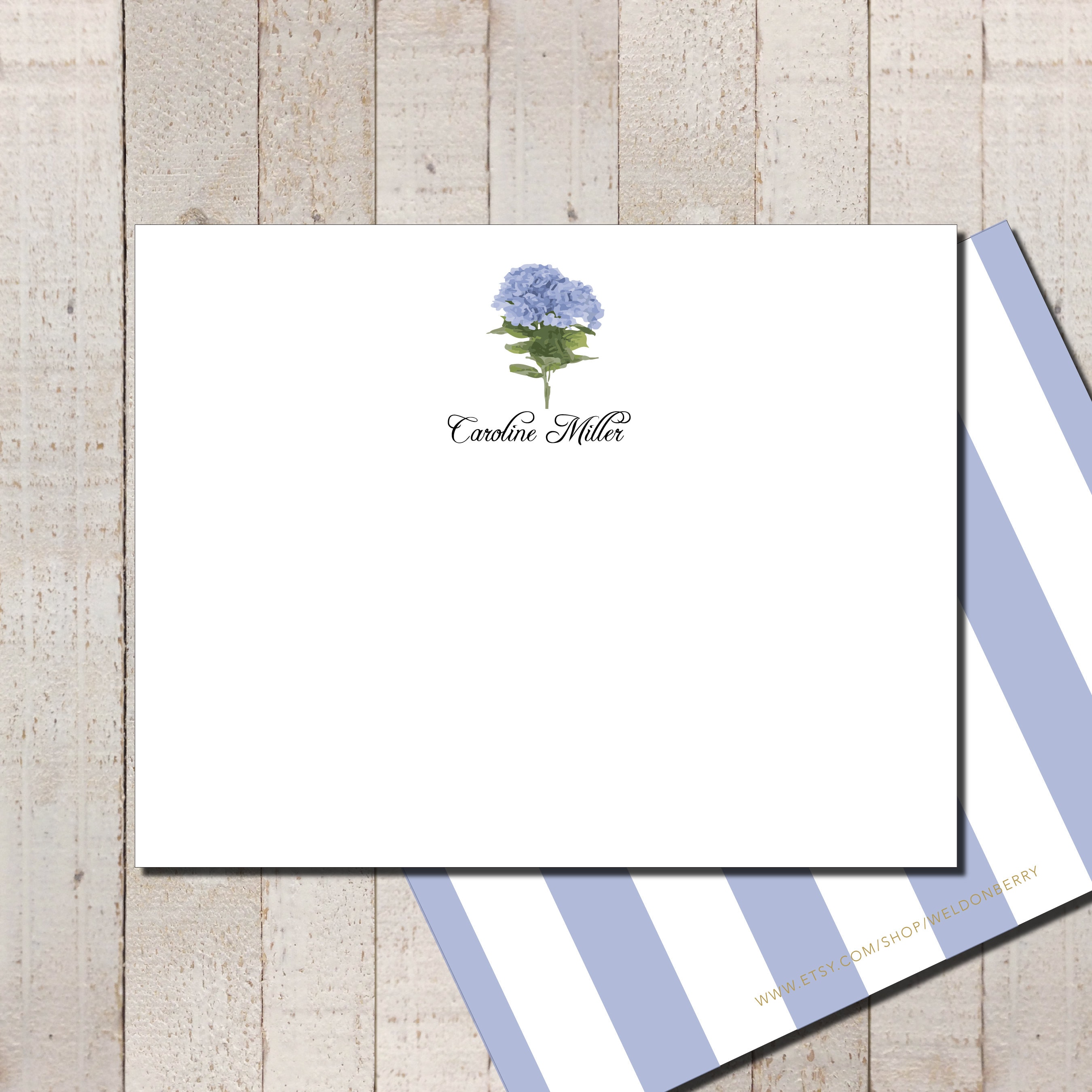 Personalized Hydrangea Stationery Set, Floral Note Cards - Etsy