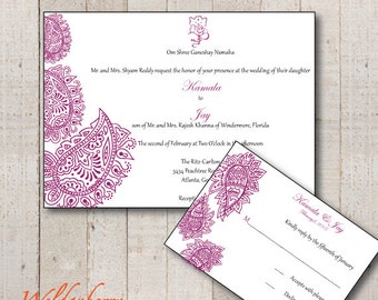 Indian Wedding Invitation Suite  - Printable and Printed Cards