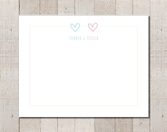 Personalized Twin Stationery, Baby Shower Thank You Cards