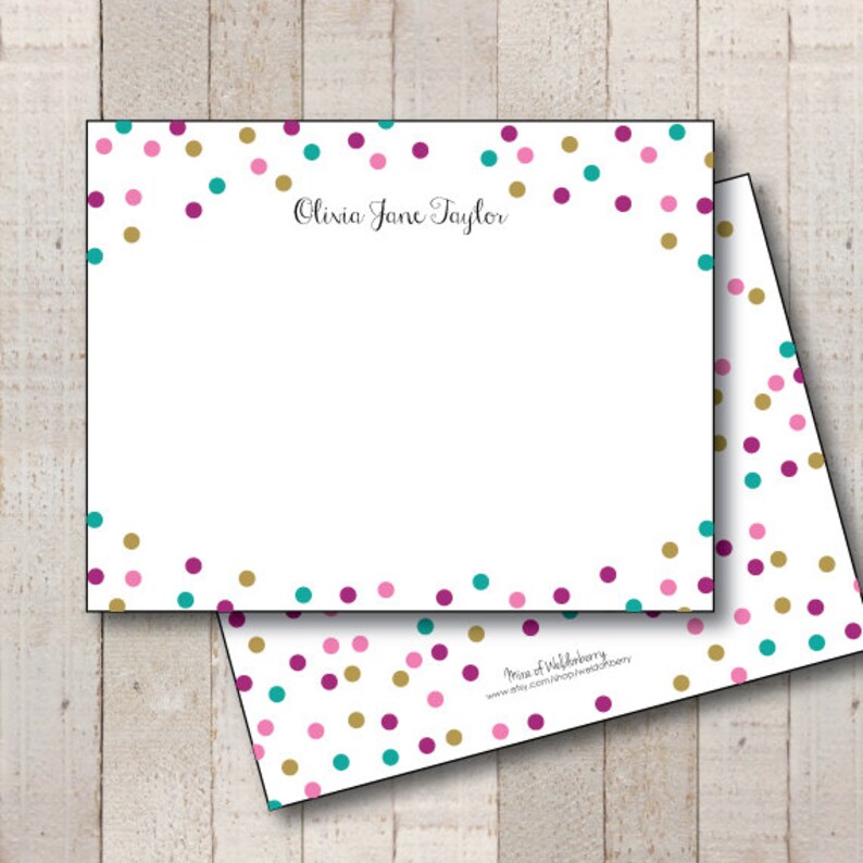 Kids Stationery // Kids Thank You // Confetti Stationery // Girls Party