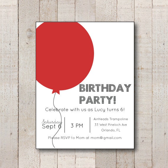 Pre printed best sale birthday party invitations