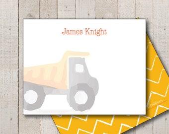 Personalized Dump Truck Thank You Cards, Boys Stationery