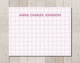 Pink Gingham Personalized Stationery // Everyday Stationery // Baby Girl Stationery // Ladies Stationery