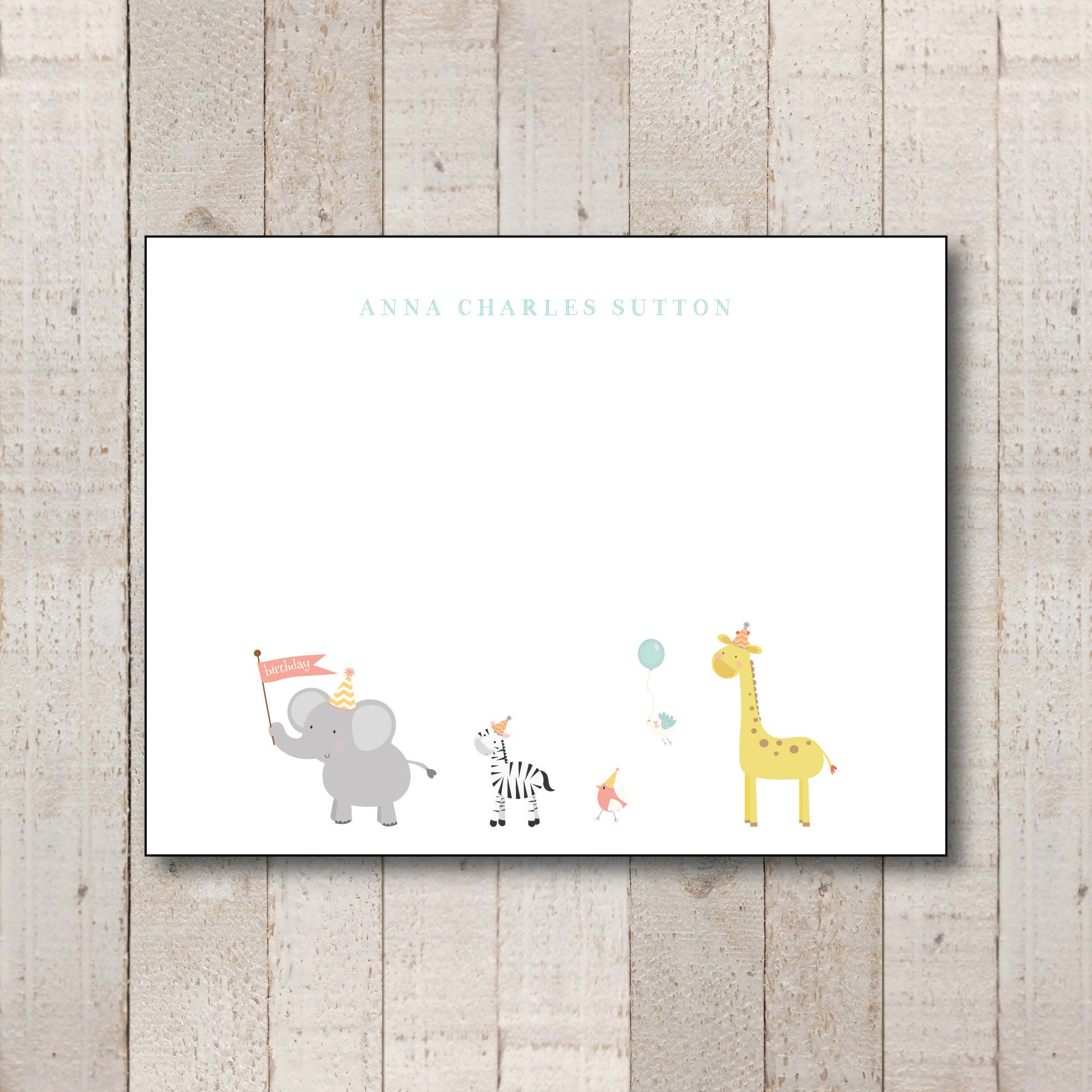 Cute Zoo Animal Parade Stationery Baby Animal Stationery Etsy Nederland