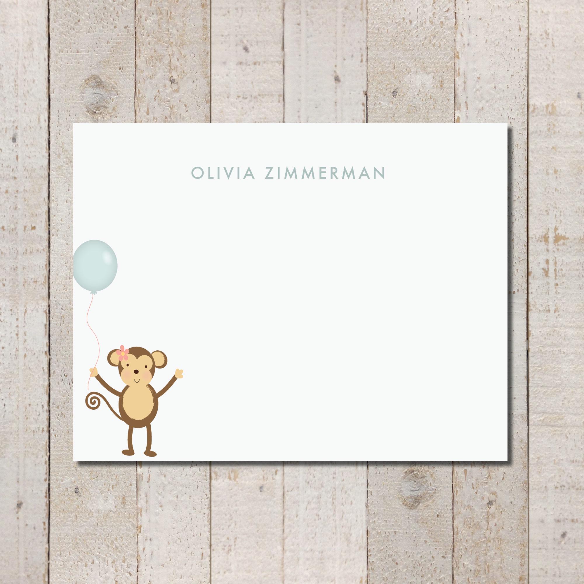 Animal Safari Stationery | Monkey Stationary | Girl Monkey Birthday ...