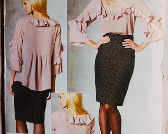 Vogue 1199:  Designer Pattern for Super Feminine Blouse and Skirt, Size 6, 8, 10, and 12
