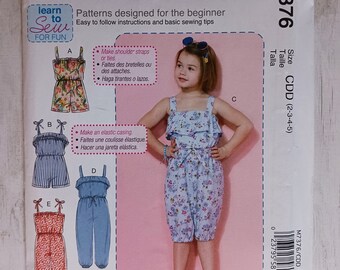 McCalls 7376:  Girls' Jumpsuit Pattern, Sizes 2, 3, 4, and 5