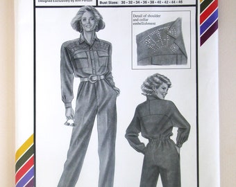 LADIES' JUMPSUITS:  Stretch & Sew 723; Uncut Pattern for Knit Fabrics; Women's Bust Sizes 30, 32, 34, 36, 38, 40, 42, 44, and 46