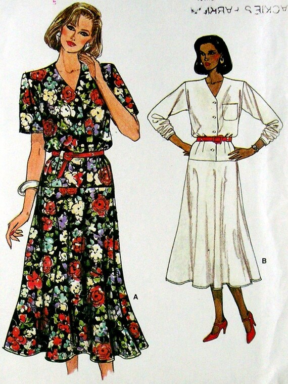 vogue drop waist dress pattern 1960s Vogue Dress Pattern, Vintage Sewing Pattern for Women 6395, Drop Waist Dress with Pleated Skirt, Scarf